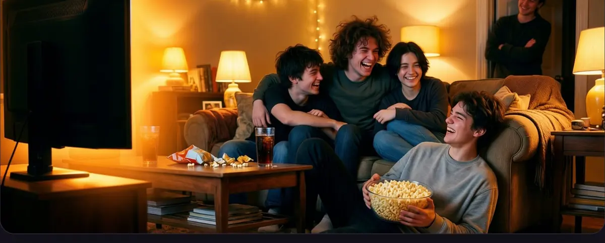 Movie night — the whole crowd back together